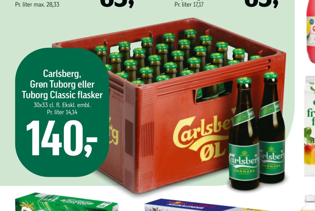 Carlsberg, Grøn Tuborg eller Tuborg Classic flasker – Føtex