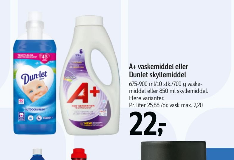 A+ vaskemiddel eller Dunlet skyllemiddel – Føtex