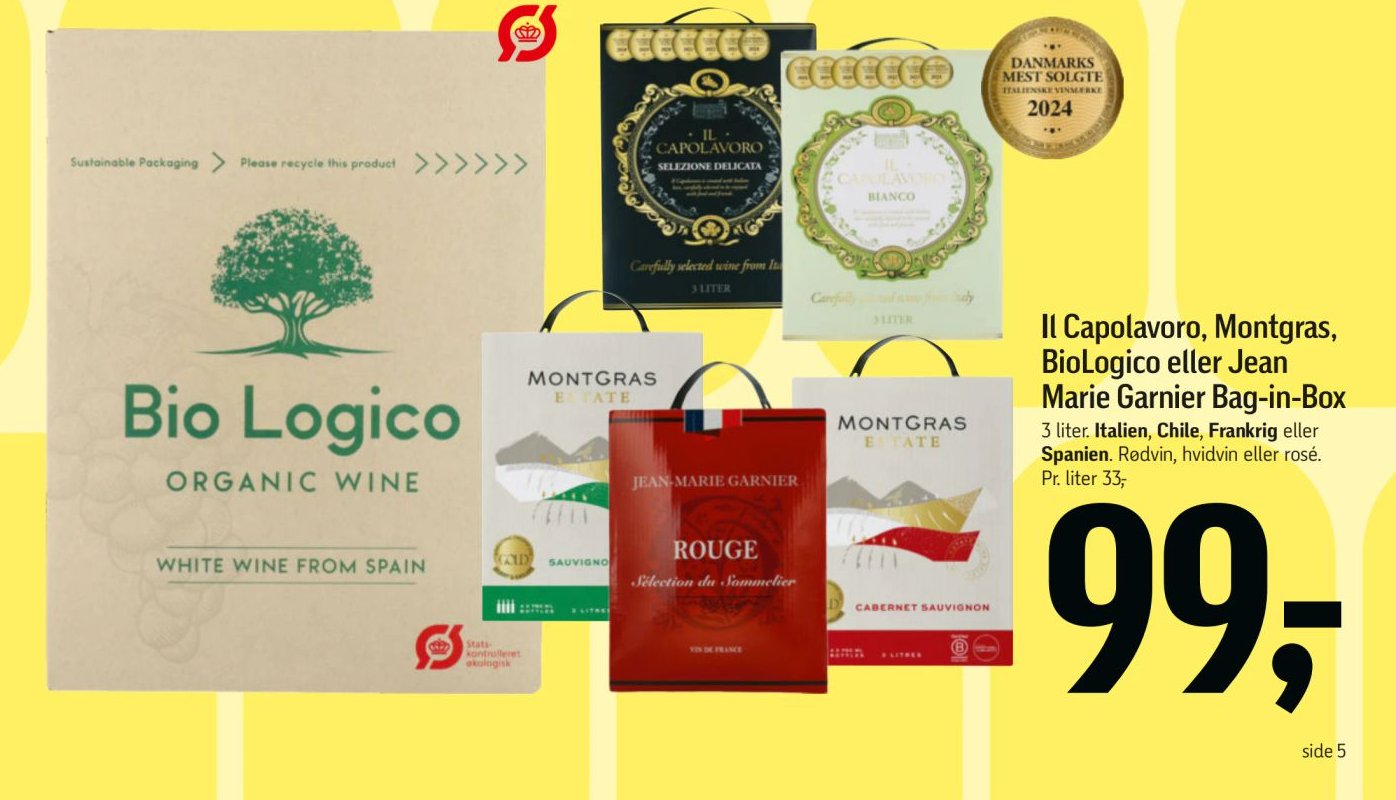Il Capolavoro, Montgras, BioLogico eller Jean Marie Garnier Bag-in-Box – Føtex