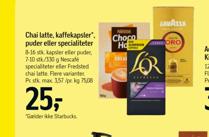 Chai latte, kaffekapsler*, puder eller specialiteter – Føtex