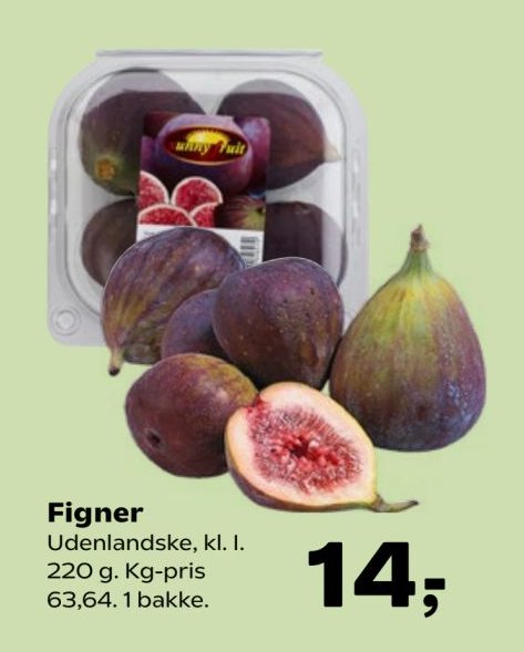 Figner Udenlandske, kl. I. 220 g. Kg-pris 63,64. 1 bakke. – Kvickly