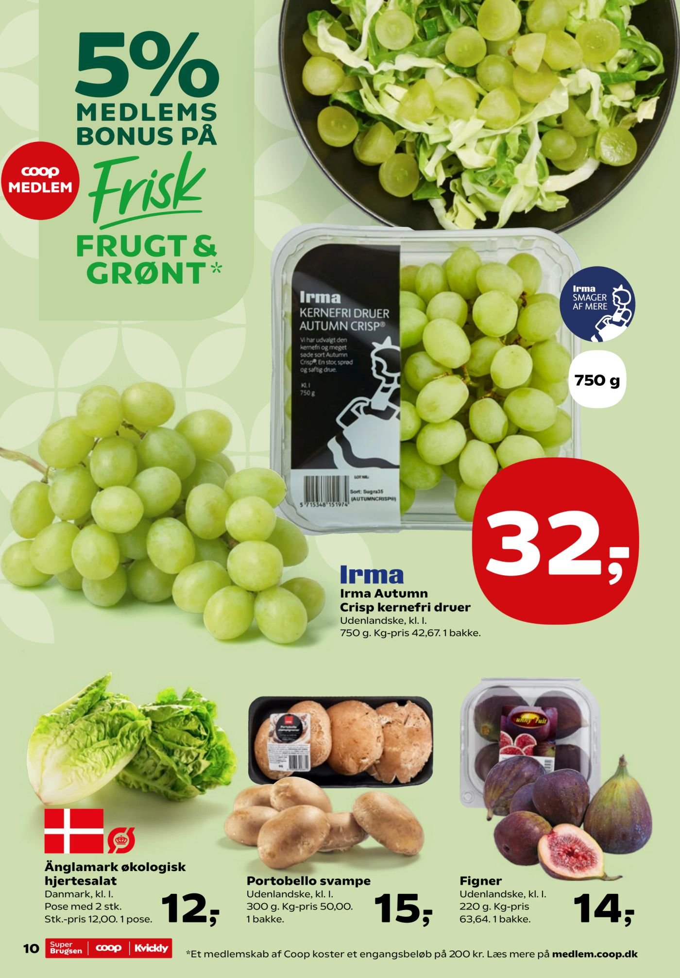 Irma Autumn Crisp kernefri druer Udenlandske, kl. I. 750 g. Kg-pris 42,67. 1 bakke. – Kvickly