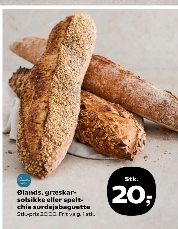 Ølands, græskar-solsikke eller spelt-chia surdejsbaguette – Kvickly