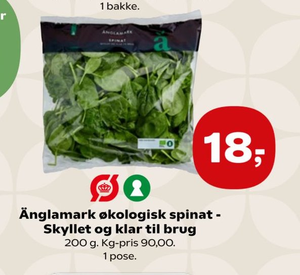 Änglamark økologisk spinat - Skyllet og klar til brug – Kvickly