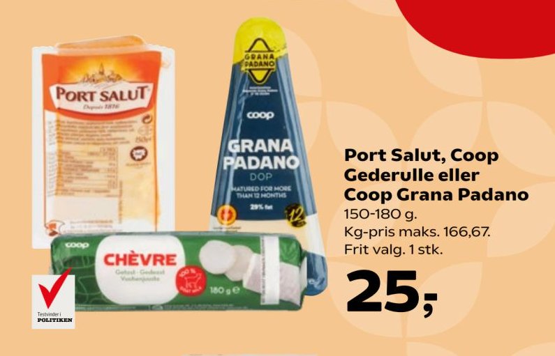 Port Salut, Coop Gederulle eller Coop Grana Padano 150-180 g – Kvickly