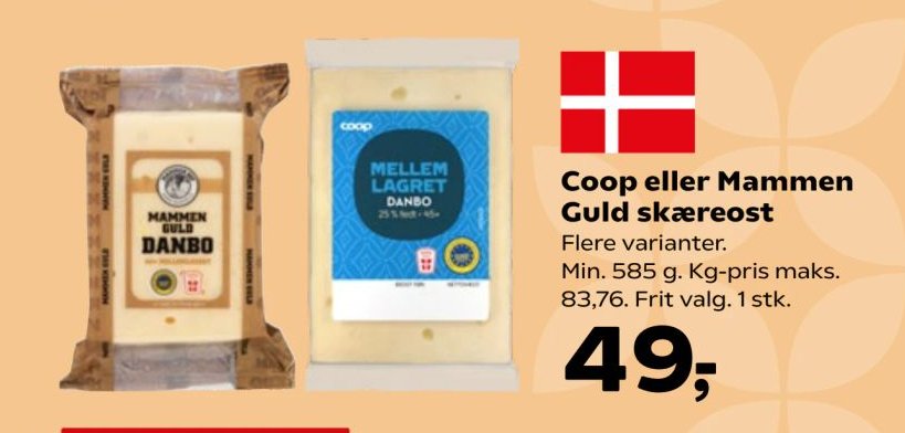 Coop eller Mammen Guld skæreost Min. 585 g – Kvickly