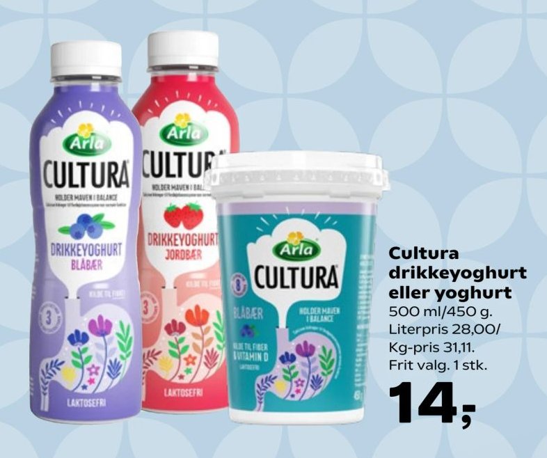 Cultura drikkeyoghurt eller yoghurt 500 ml/450 g – Kvickly