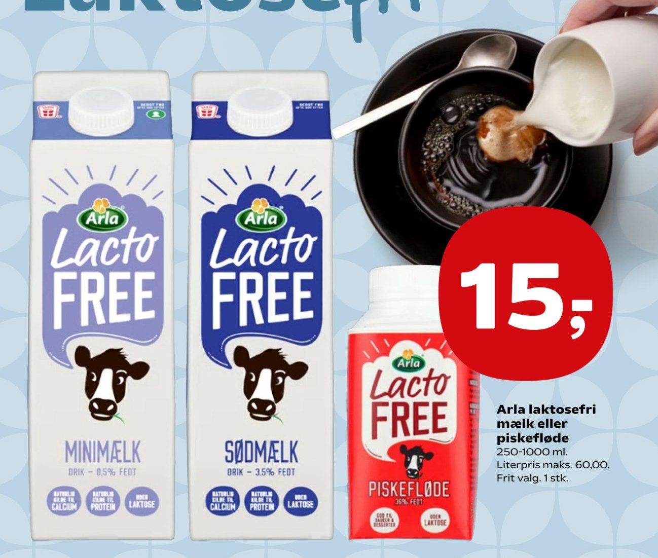 Arla laktosefri mælk eller piskefløde 250-1000 ml – Kvickly
