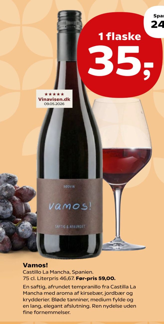 Vamos! Castillo La Mancha, Spanien. 75 cl. Literpris 46,67. – Kvickly