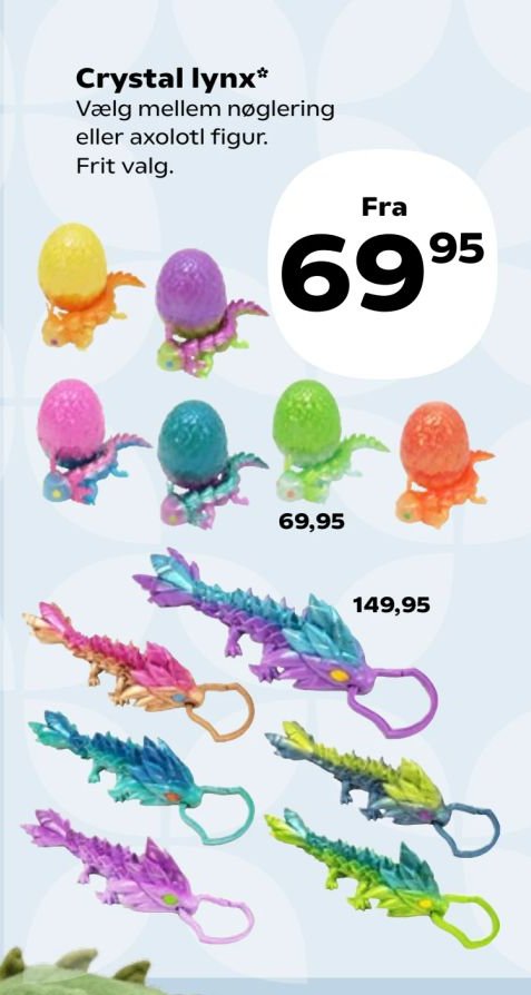 Crystal lynx* Vælg mellem nøgle ring eller axolotl figur. Frit valg. – Kvickly