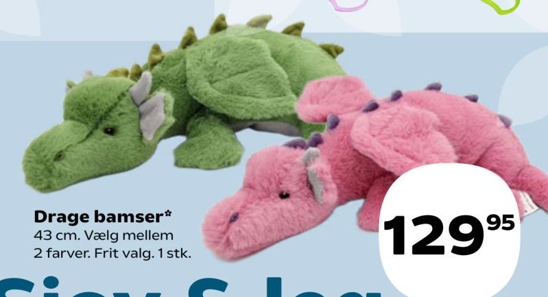 Drage bamser* 43 cm. Vælg mellem 2 farver. Frit valg. 1 stk. – Kvickly