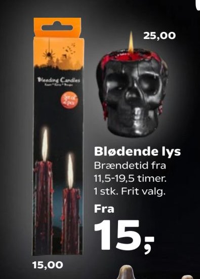 Blødende lys Brændetid fra 11,5-19,5 timer. 1 stk. Frit valg. Fra – Kvickly