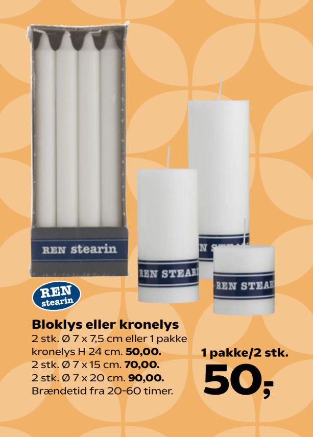 Bloklys eller kronelys 1 pakke/2 stk. – Kvickly
