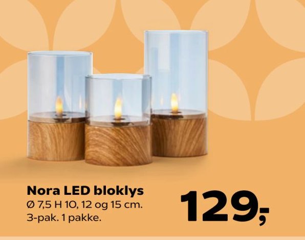 Nora LED bloklys 3-pak. 1 pakke. – Kvickly