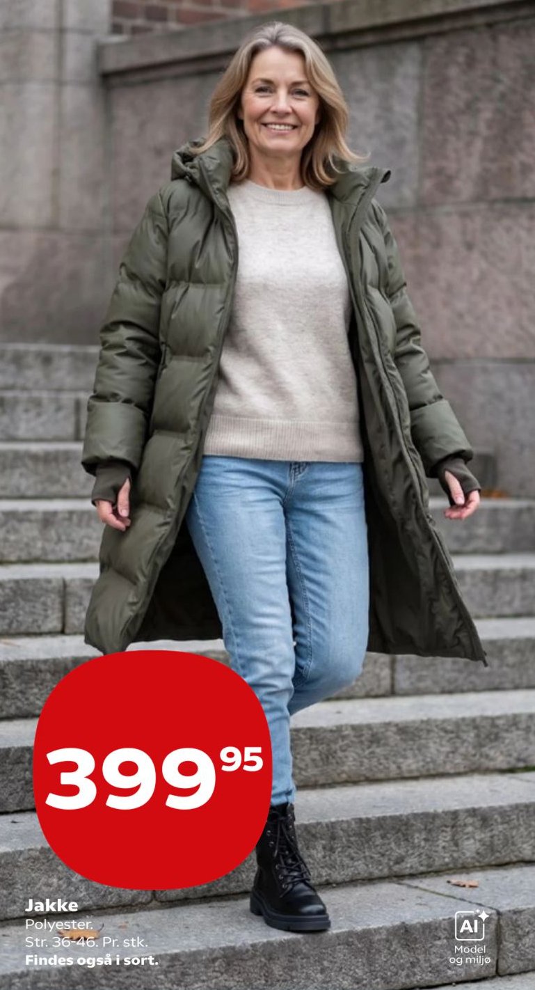Jakke Polyester. Str. 36-46. Pr. stk. Findes også i sort. – Kvickly