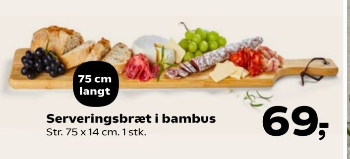 Serveringsbræt i bambus Str. 75 x 14 cm. 1 stk. – Kvickly
