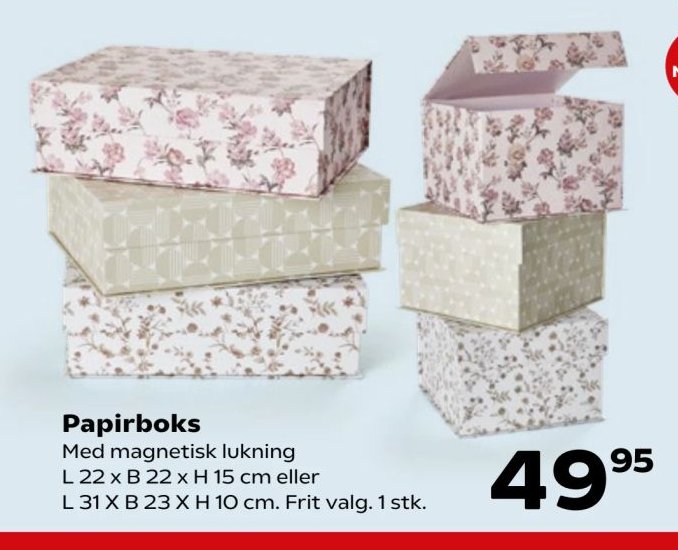 Papirboks Med magnetisk lukning L 22 x B 22 x H 15 cm eller L 31 x B 23 x H 10 cm. Frit valg. 1 stk. – Kvickly