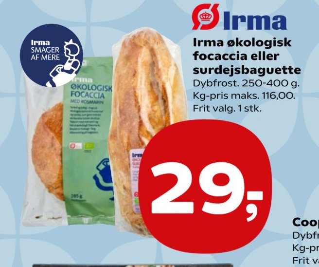 Irma økologisk focaccia eller surdejsbaguette – Kvickly