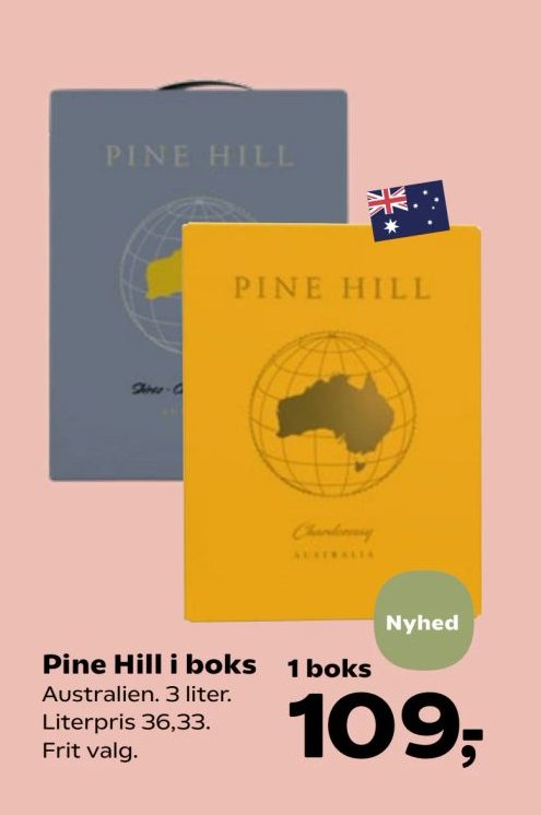 Pine Hill i boks Australien. 3 liter. Literpris 36,33. Frit valg. – Kvickly