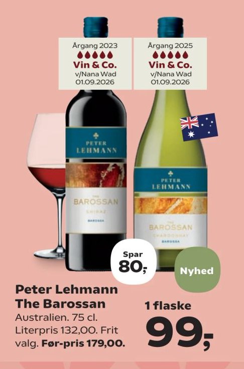 Peter Lehmann The Barossan Australien. 75 cl. Literpris 132,00. Frit valg. – Kvickly