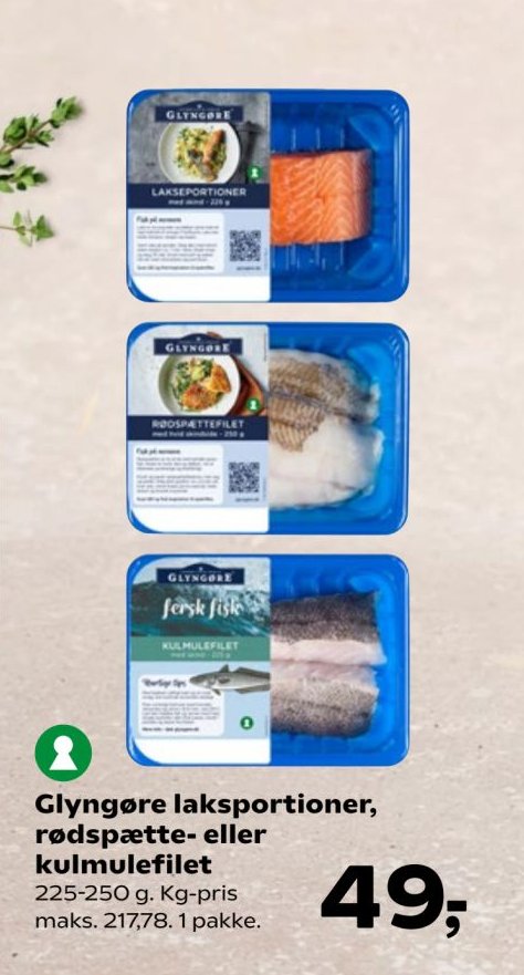 Glyngøre laksportioner, rødspætte- eller kulmulefilet 225-250 g – Kvickly