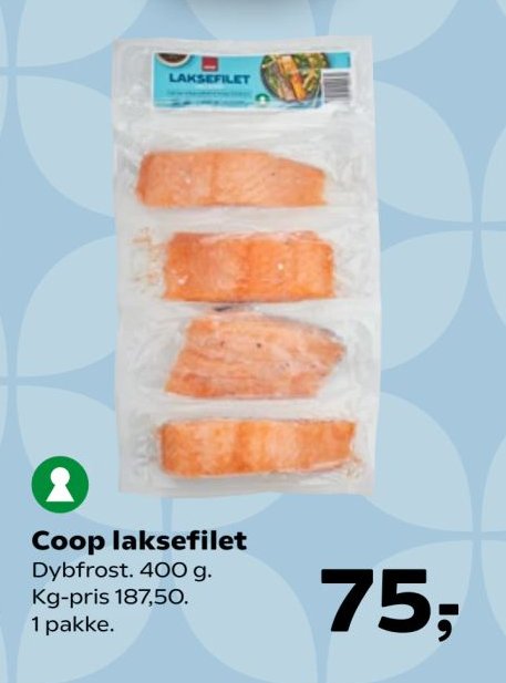 Coop laksefilet Dybfrost. 400 g. – Kvickly