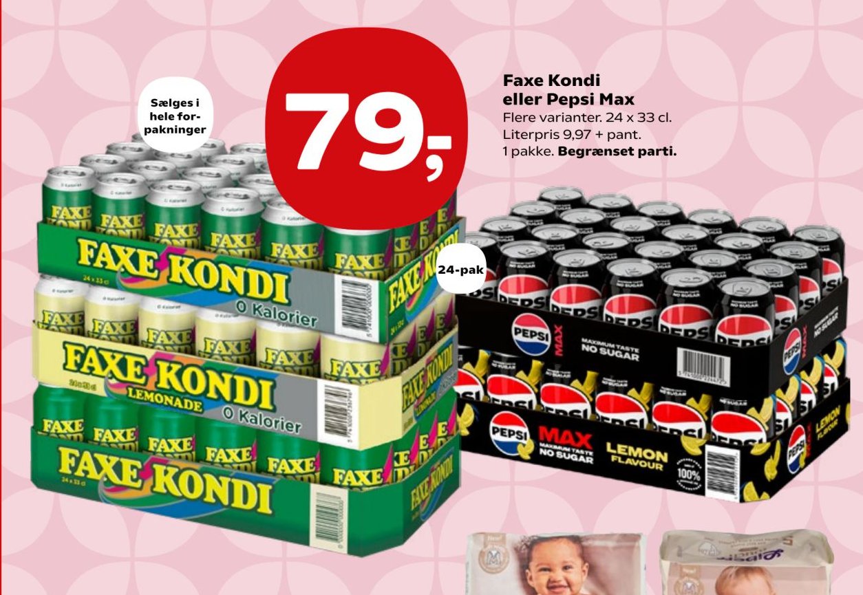 Faxe Kondi eller Pepsi Max Flere varianter. 24 x 33 cl. – Kvickly