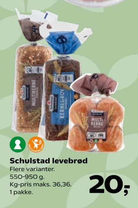 Schulstad levebrød Flere varianter. 550-950 g – Kvickly
