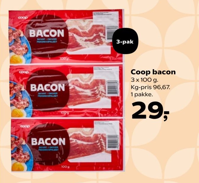 Coop bacon 3 x 100 g – Kvickly