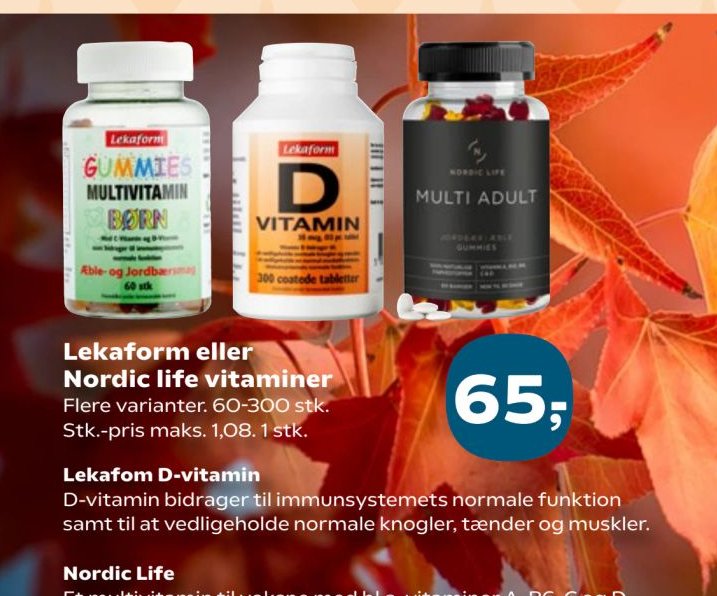 Lekaform eller Nordic life vitaminer Flere varianter. 60-300 stk. – Kvickly