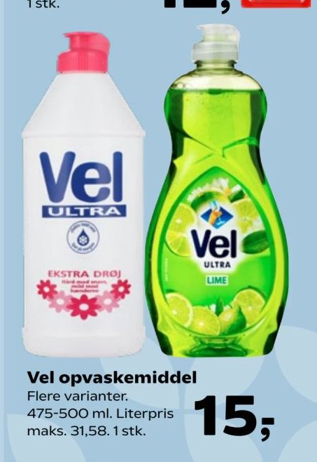 Vel opvaskemiddel Flere varianter. 475-500 ml. Literpris maks. 31,58. 1 stk. – Kvickly
