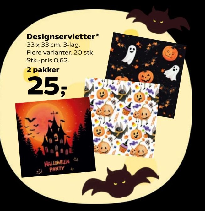 Designservietter 33 x 33 cm. 3-lag. Flere varianter. 20 stk. 2 pakker – Kvickly