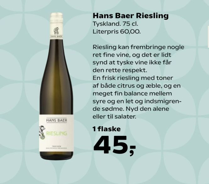 Hans Baer Riesling – Kvickly