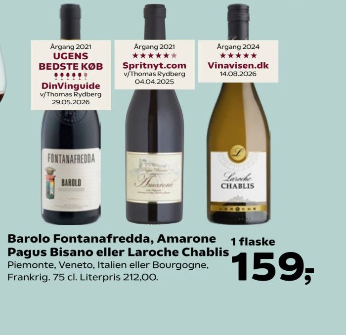 Barolo Fontanafredda, Amarone Pagus Bisano eller Laroche Chablis – Kvickly