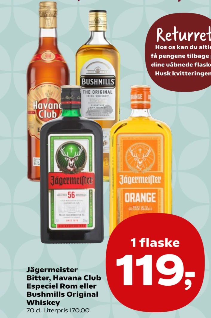 Jägermeister Bitter, Havana Club Especiel Rom eller Bushmills Original Whiskey – Kvickly