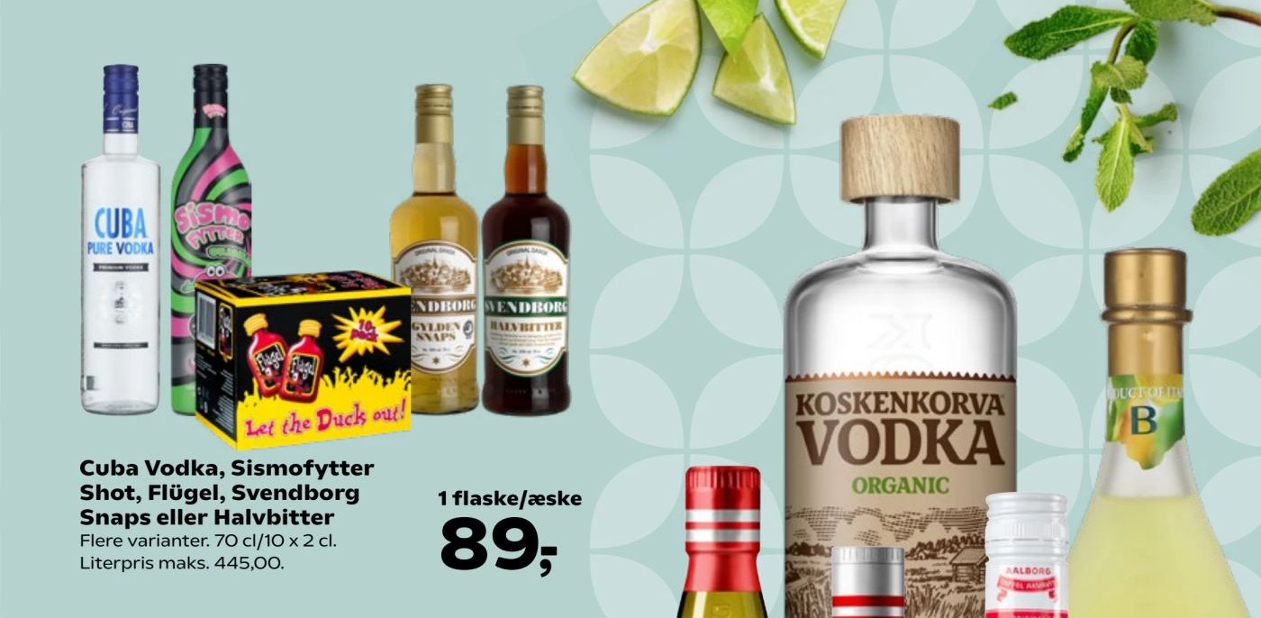 Cuba Vodka, Sismofytter Shot, Flügel, Svendborg Snaps eller Halvbitter – Kvickly