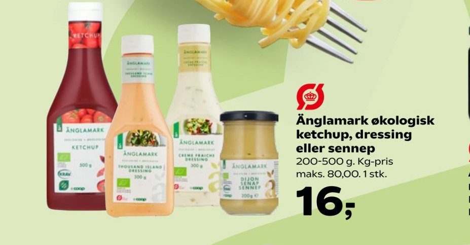 Änglamark økologisk ketchup, dressing eller sennep – Kvickly