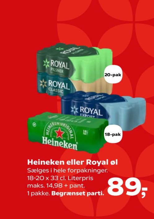Heineken eller Royal øl – Kvickly