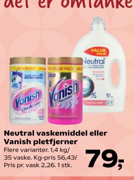 Neutral vaskemiddel eller Vanish pletfjerner – Kvickly