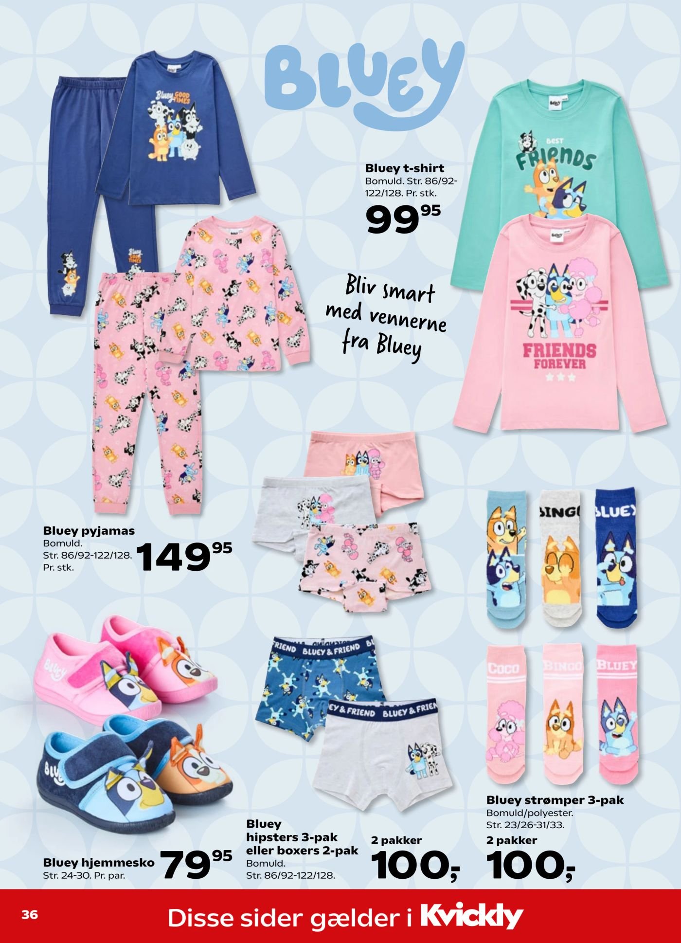 Bluey hipsters 3-pak eller boxers 2-pak – Kvickly