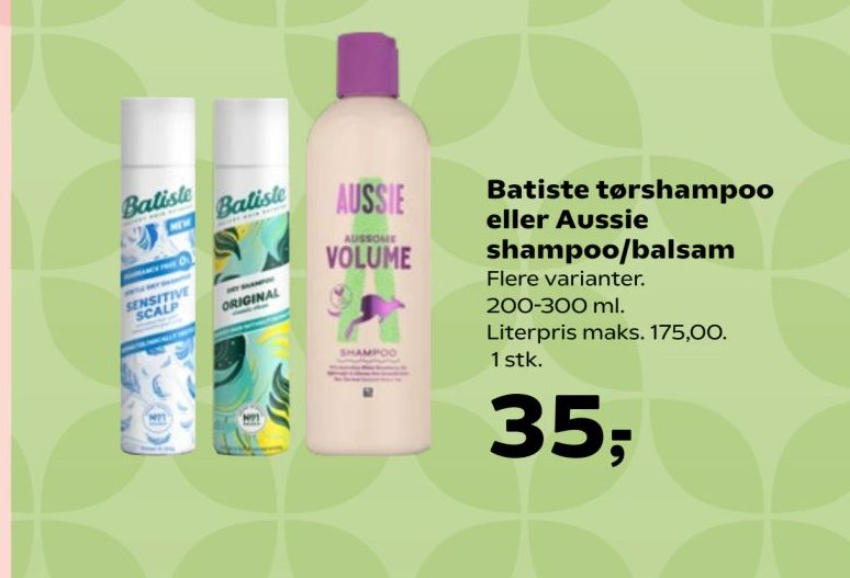 Batiste tørshampoo eller Aussie shampoo/balsam – Kvickly