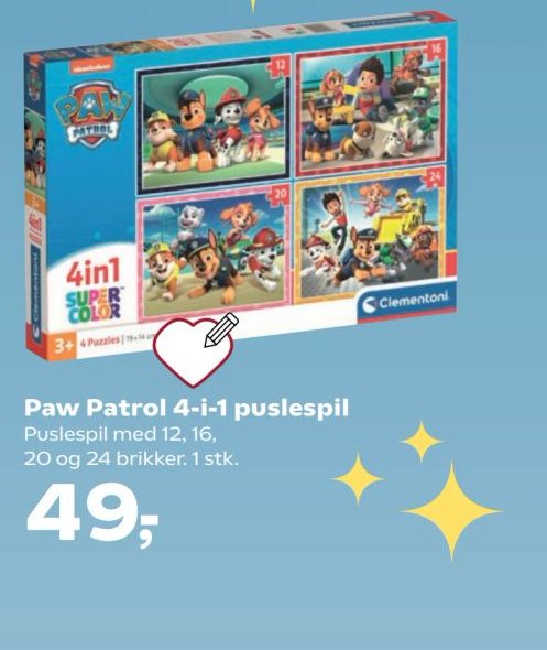 Paw Patrol 4-i-1 puslespil – Kvickly