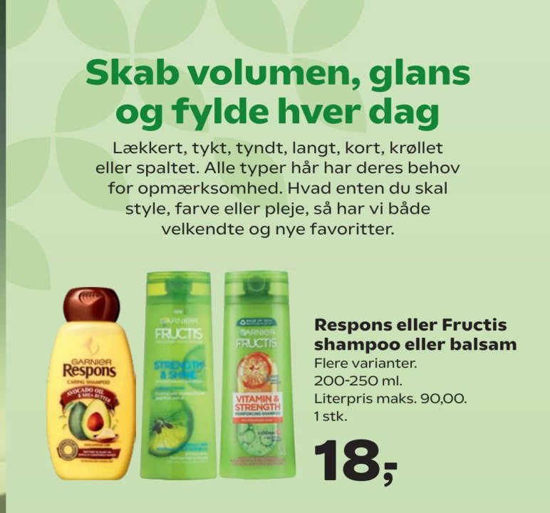Respons eller Fructis shampoo eller balsam – Kvickly