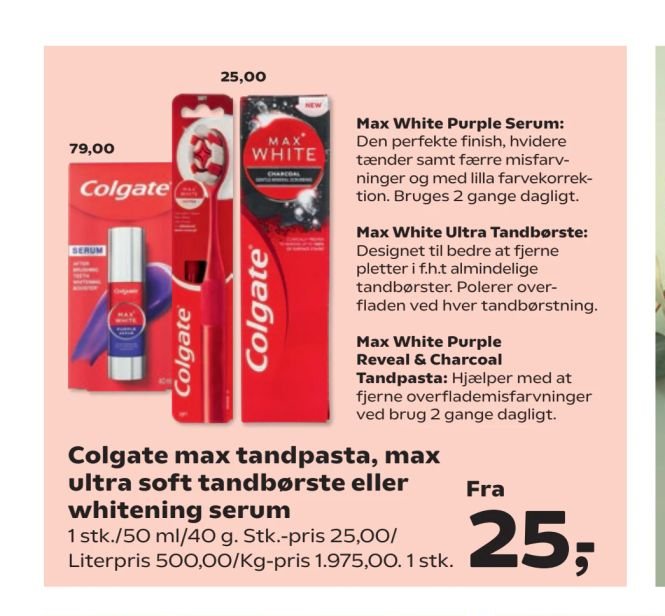 Colgate max tandpasta, max ultra soft tandbørste eller whitening serum – Kvickly
