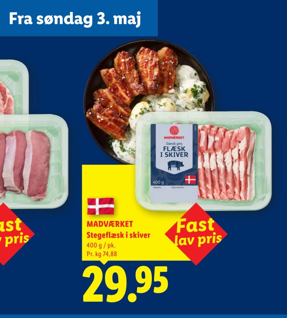 MADVÆRKET Stegeflæsk i skiver 400 g / pk. – Lidl