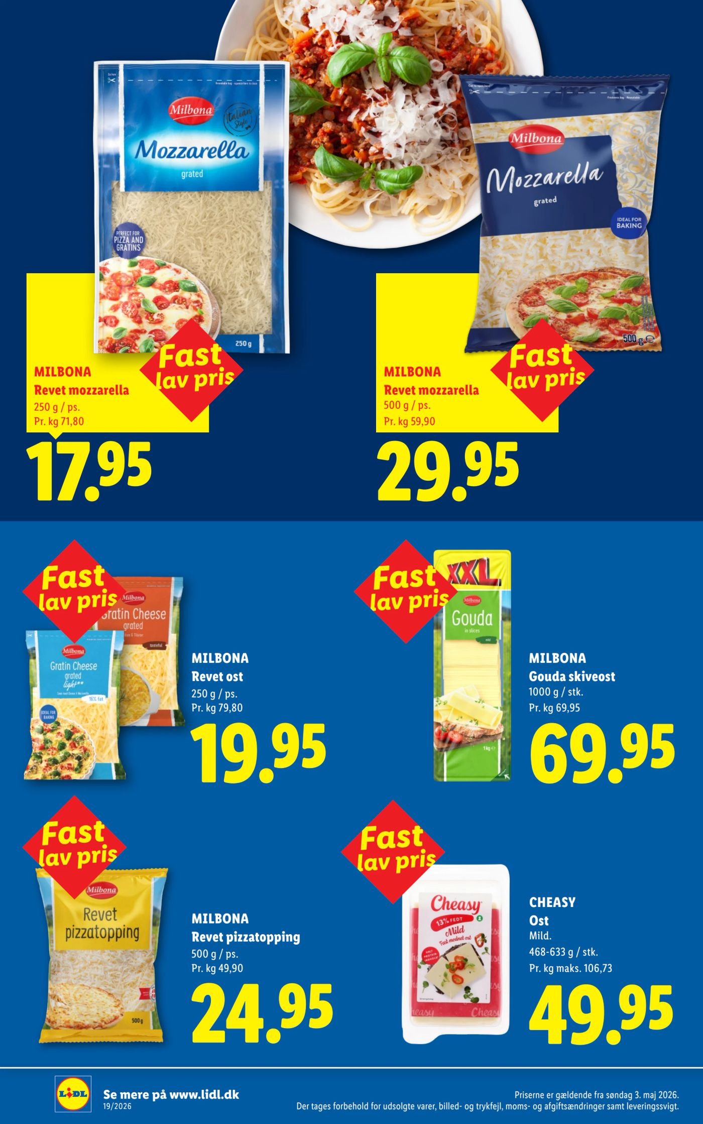 MILBONA Gouda skiveost 1000 g / stk. – Lidl