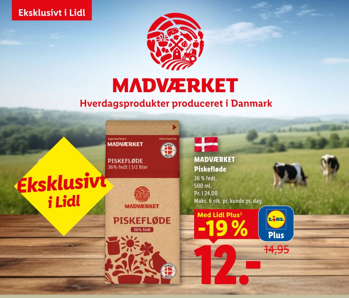 MADVÆRKET Piskefløde 36 % fedt. 500 ml. – Lidl