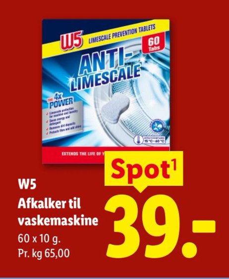 W5 Afkalker til vaskemaskine 60 x 10 g. – Lidl