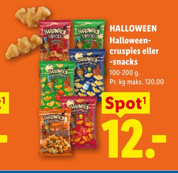 HALLOWEEN Halloween-cruspies eller -snacks 100-200 g. – Lidl