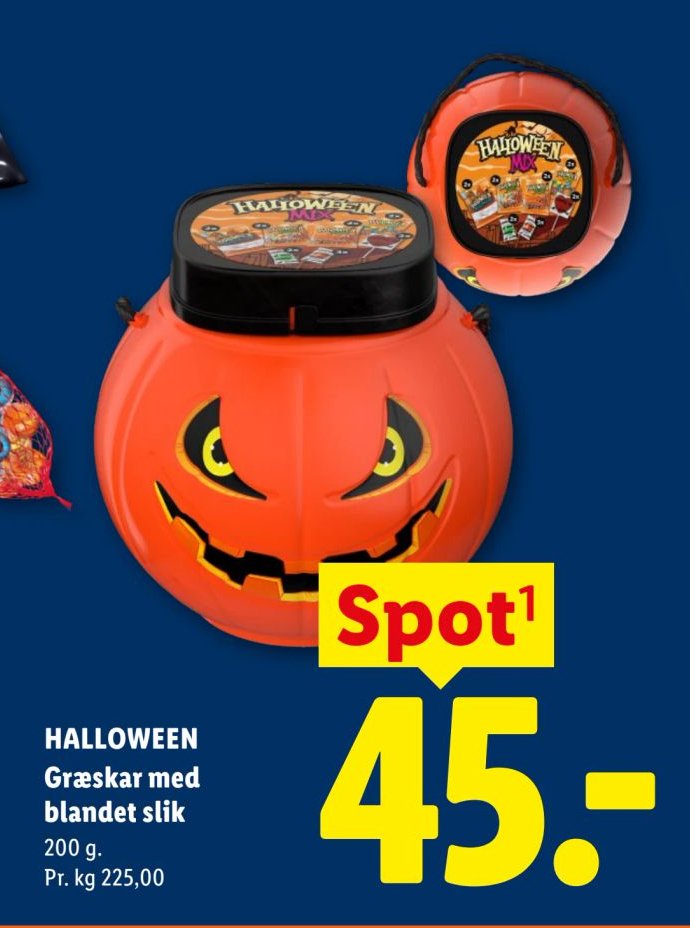 HALLOWEEN Græskar med blandet slik 200 g. – Lidl